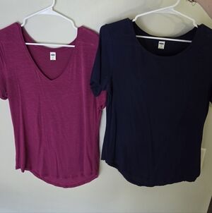 Old Navy Short Sleeve V-Neck & Scoop Neck Tees - Magenta and Navy